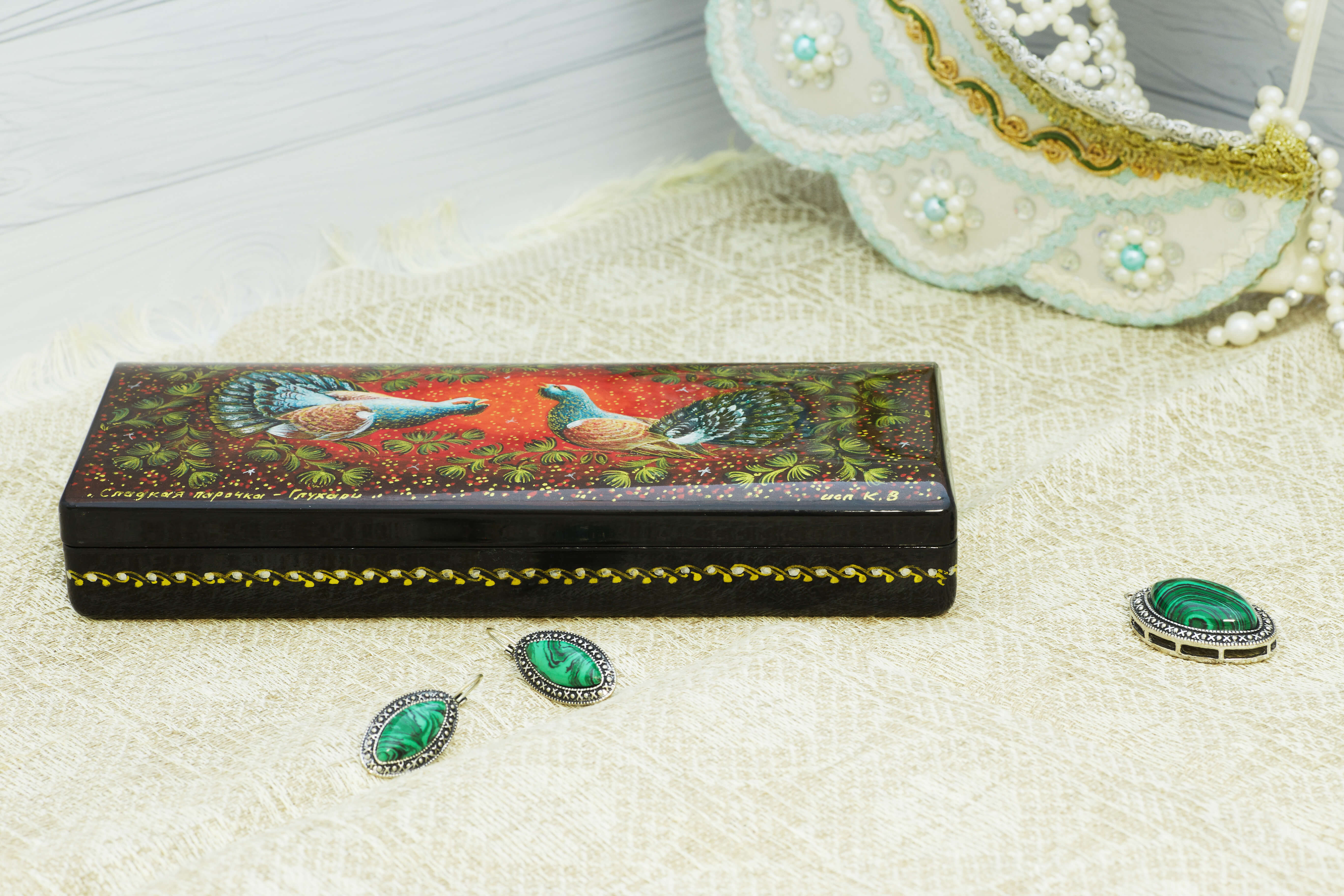 Sweet couple - Capercaillie  jewelry box 22x9x3.5 